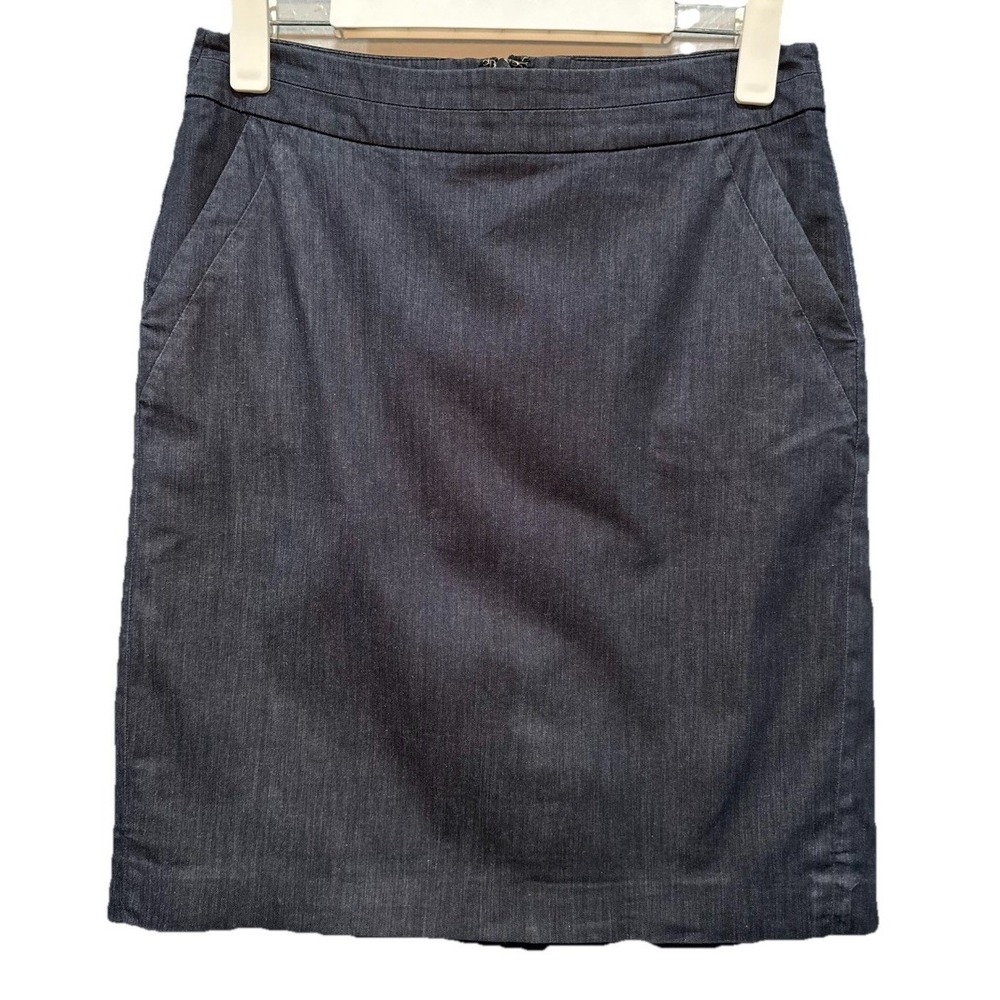 Ann Taylor Loft Skirt Womens Sz 4 Navy Knee Length Pencil Zip Up Pockets Lining